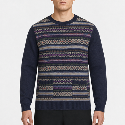 Chaps Fair-Isle Crewneck – Navy/Mehrfarbig · M am Model