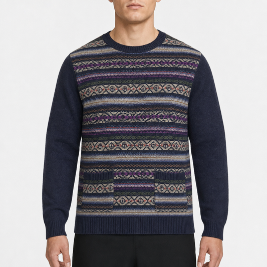 Chaps Fair-Isle Crewneck – Navy/Mehrfarbig · M am Model