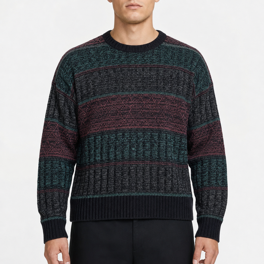 New Castle Patterned Crewneck – GrÃ¼n/Bordeaux/Anthrazit · XL Tall am Model