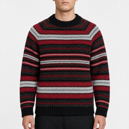 Chaps Striped Crewneck – Schwarz/Rot/WeiÃŸ · XL am Model