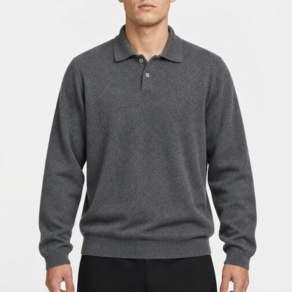 Joseph Abboud Merino Longsleeve Polo – Grau · Größe unbekannt am Model