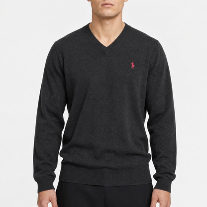 Polo Ralph Lauren Logo V-Neck – Anthrazit · XL am Model