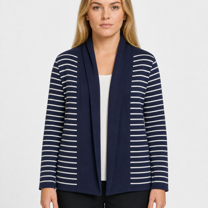 L.L.Bean Striped Open Cardigan – Navy/WeiÃŸ · S am Model