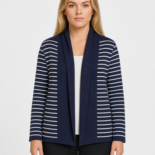 L.L.Bean Striped Open Cardigan – Navy/WeiÃŸ · S am Model