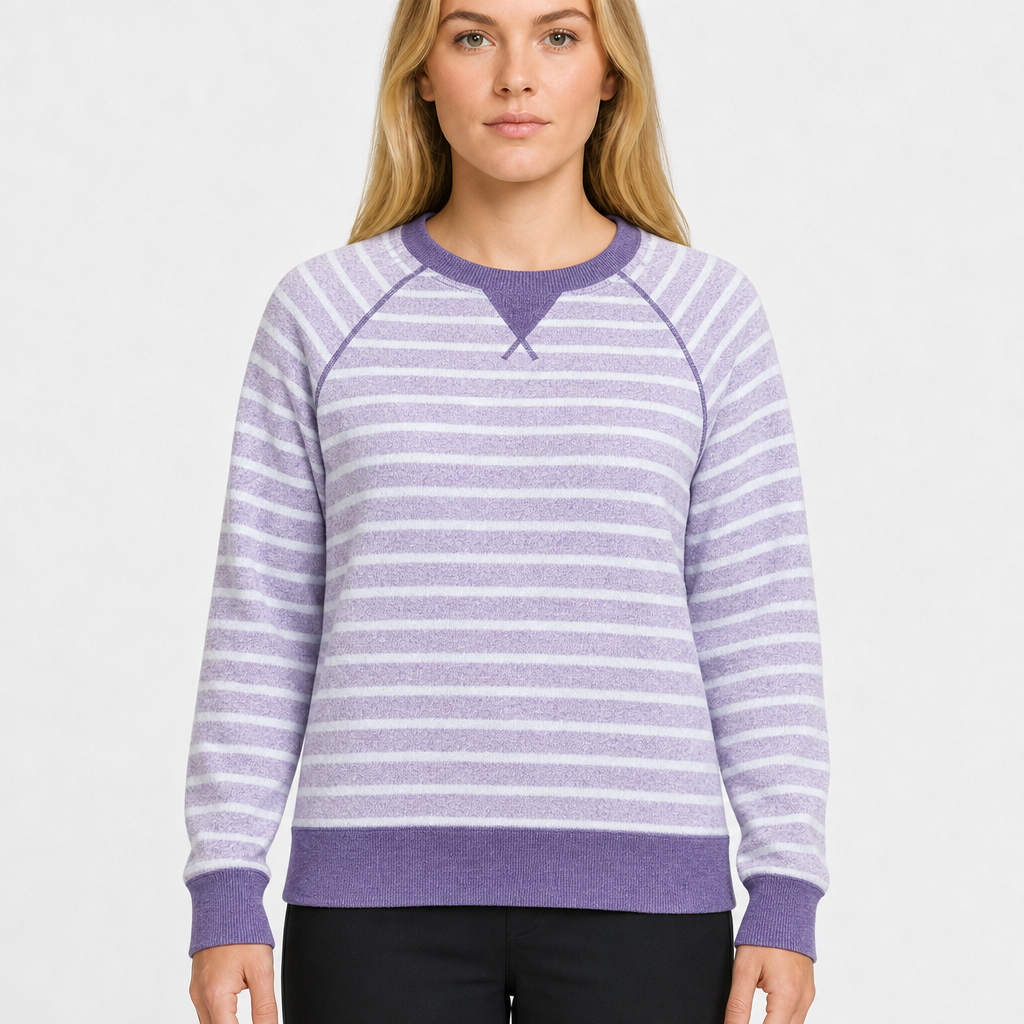 L.L.Bean Striped Crewneck – Lila/WeiÃŸ · M Regular am Model