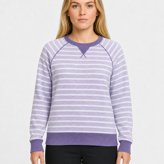 L.L.Bean Striped Crewneck – Lila/WeiÃŸ · M Regular am Model