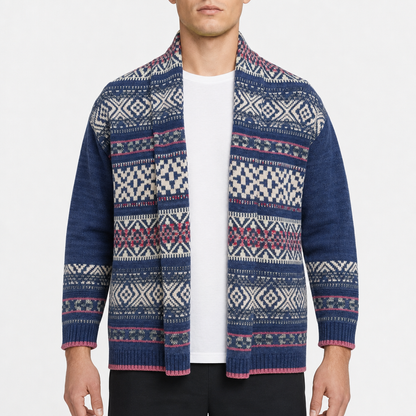 Chaps Fair-Isle Cardigan – Navy/WeiÃŸ/Rot · S am Model