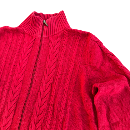 Chaps Denim Cable-Knit Half-Zip – Rot · M – Detailansicht