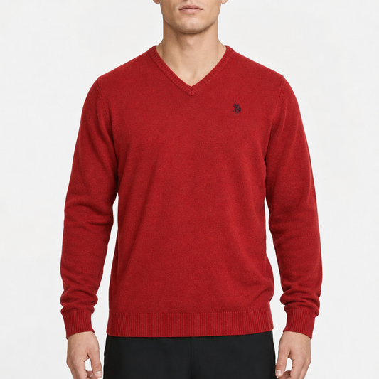 U.S. Polo Assn. Logo V-Neck – Rot · L am Model