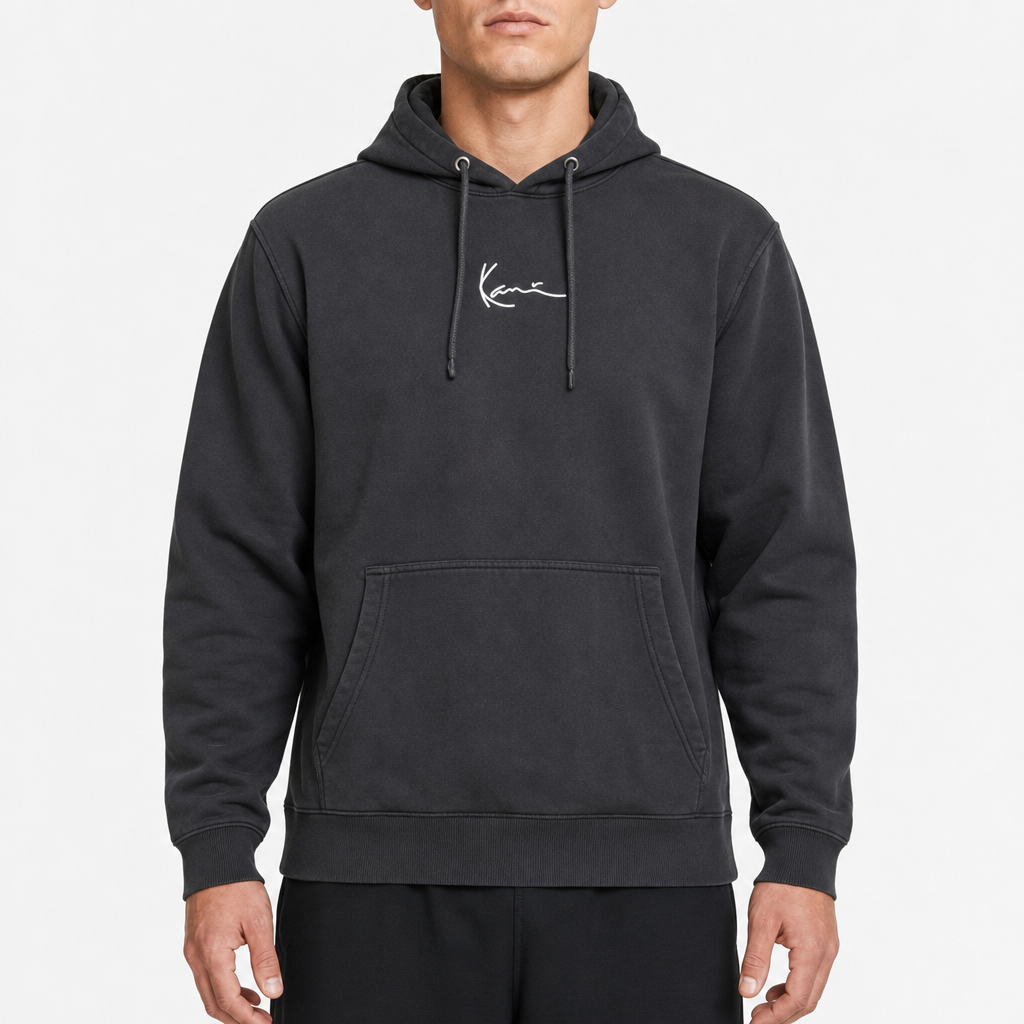 Karl Kani Script Logo Hoodie – Anthrazit · M am Model