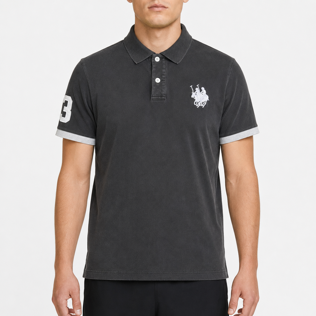 Frank Ferry Polo Club Logo Polo – Anthrazit · XL am Model