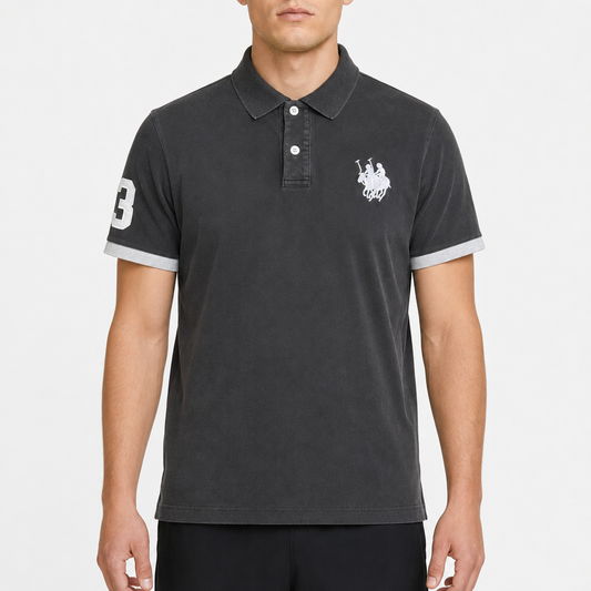 Frank Ferry Polo Club Logo Polo – Anthrazit · XL am Model