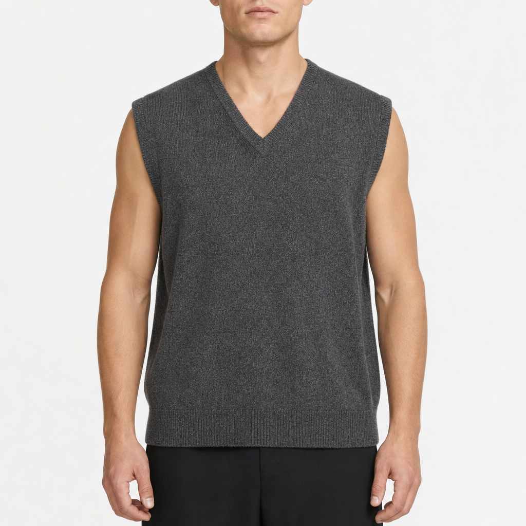 Dockers Classic V-Neck Vest – Anthrazit · XL am Model
