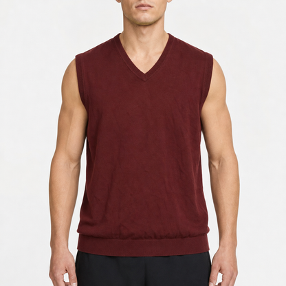 Harbor Bay Classic V-Neck Vest – Bordeaux · 2XL am Model