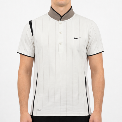 Nike FitDry Stehkragen-Polo Weiß/Grau, Gr. unbekannt – Titelbild