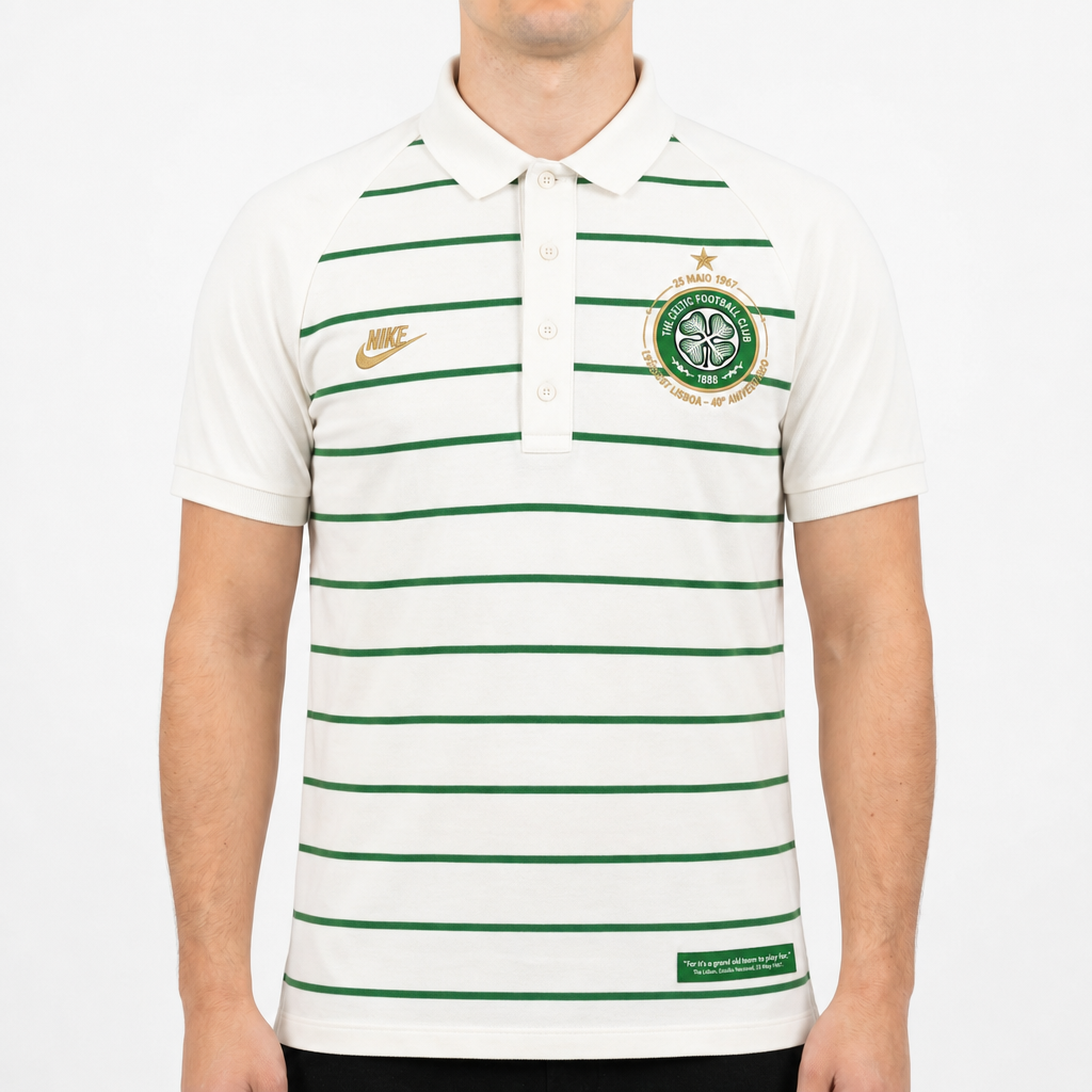 Nike Celtic Streifen-Polo Weiß/Grün, Gr. M – Titelbild