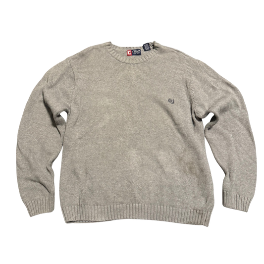 Chaps Crewneck-Pullover Hellgrau, Gr. XL – Vorderansicht