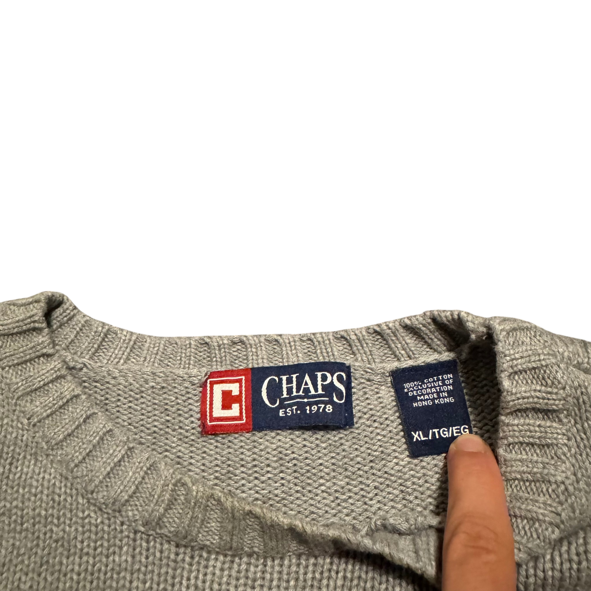 Chaps Crewneck-Pullover Hellgrau, Gr. XL – Etikett
