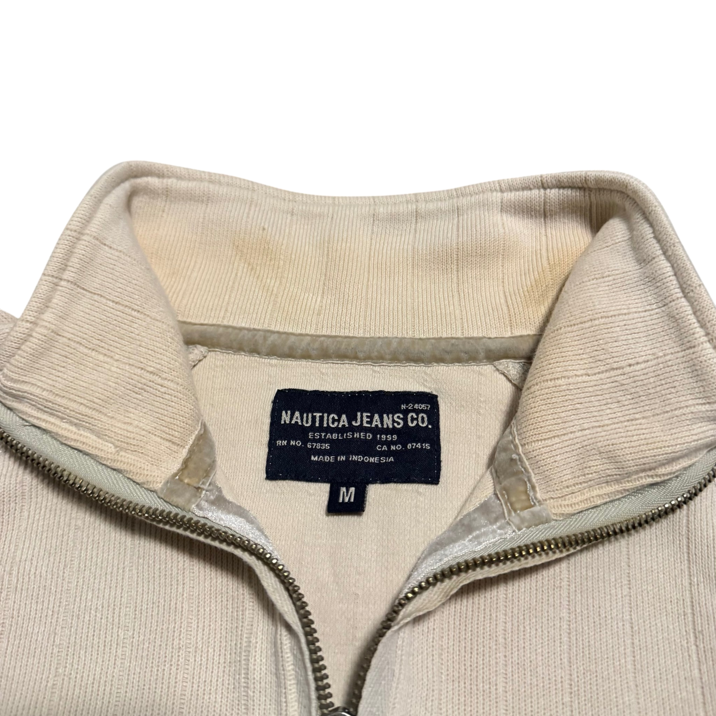 Nautica Quarter-Zip Pullover Creme, Gr. M – Etikett