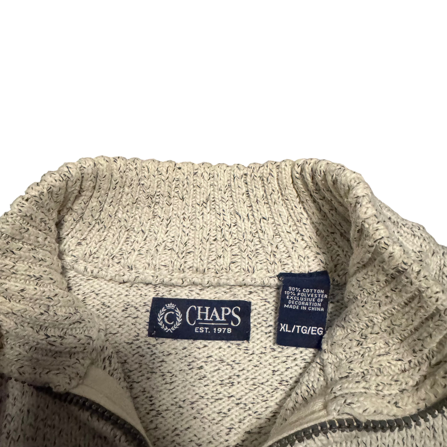 Chaps Melange Quarter-Zip Pullover, Gr. XL – Etikett