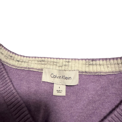 Calvin Klein V-Neck-Pullover Flieder, Gr. L – Etikett
