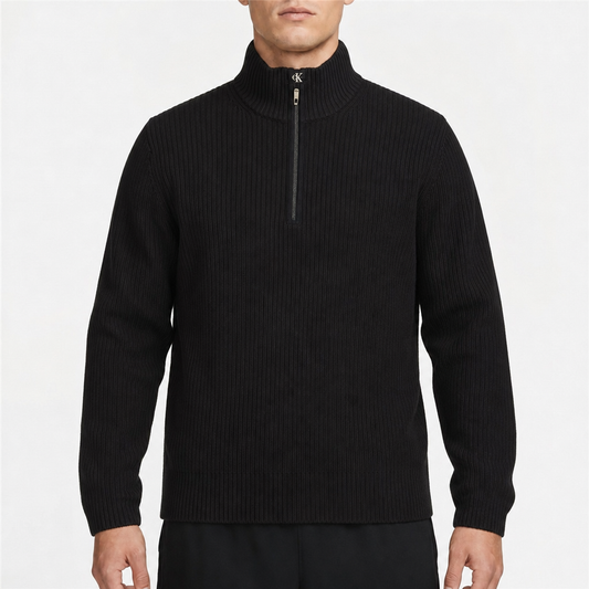 Calvin Klein Jeans Rippstrick Quarter-Zip Schwarz, Gr. XL – Titelbild