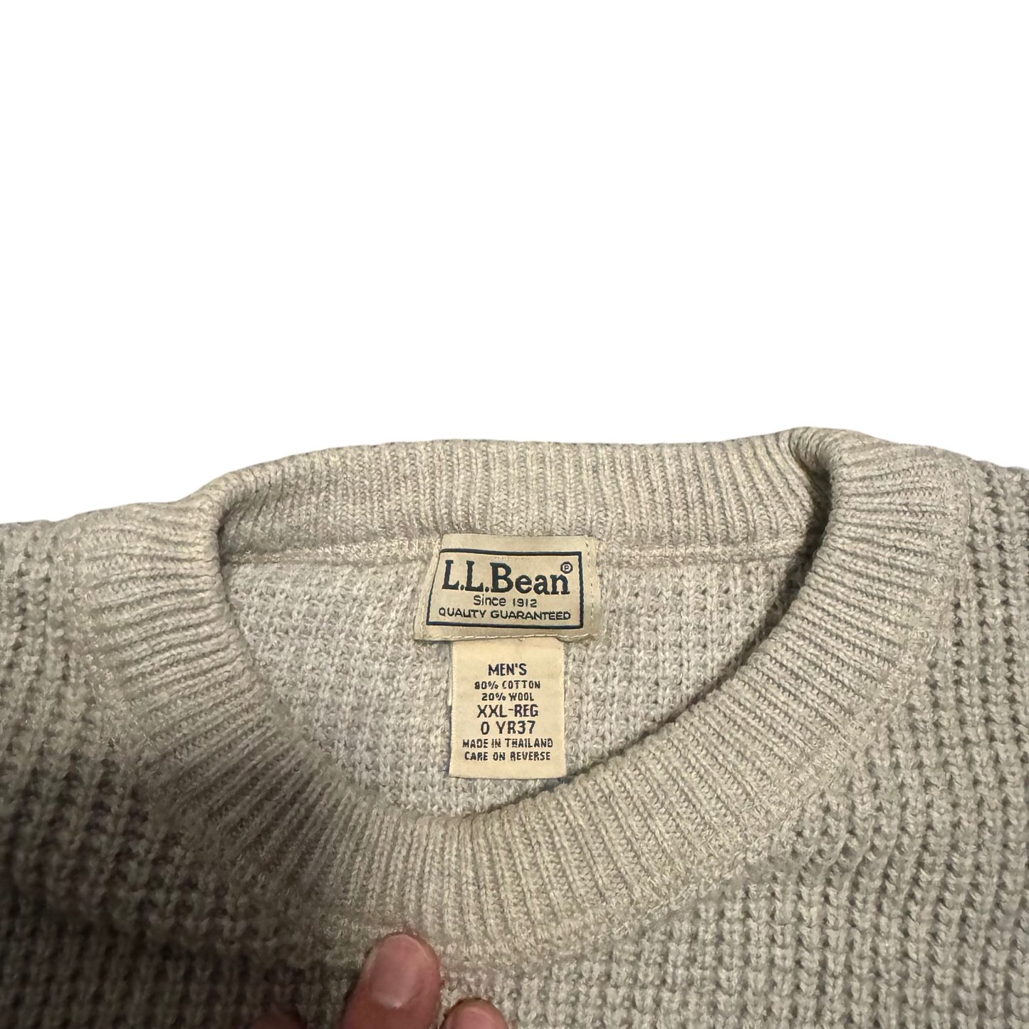 L.L.Bean Strukturstrick-Pullover Graubeige, Gr. XXL Regular – Etikett