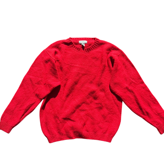 L.L.Bean Shetland-Wollpullover Rot, Gr. L – Produktansicht
